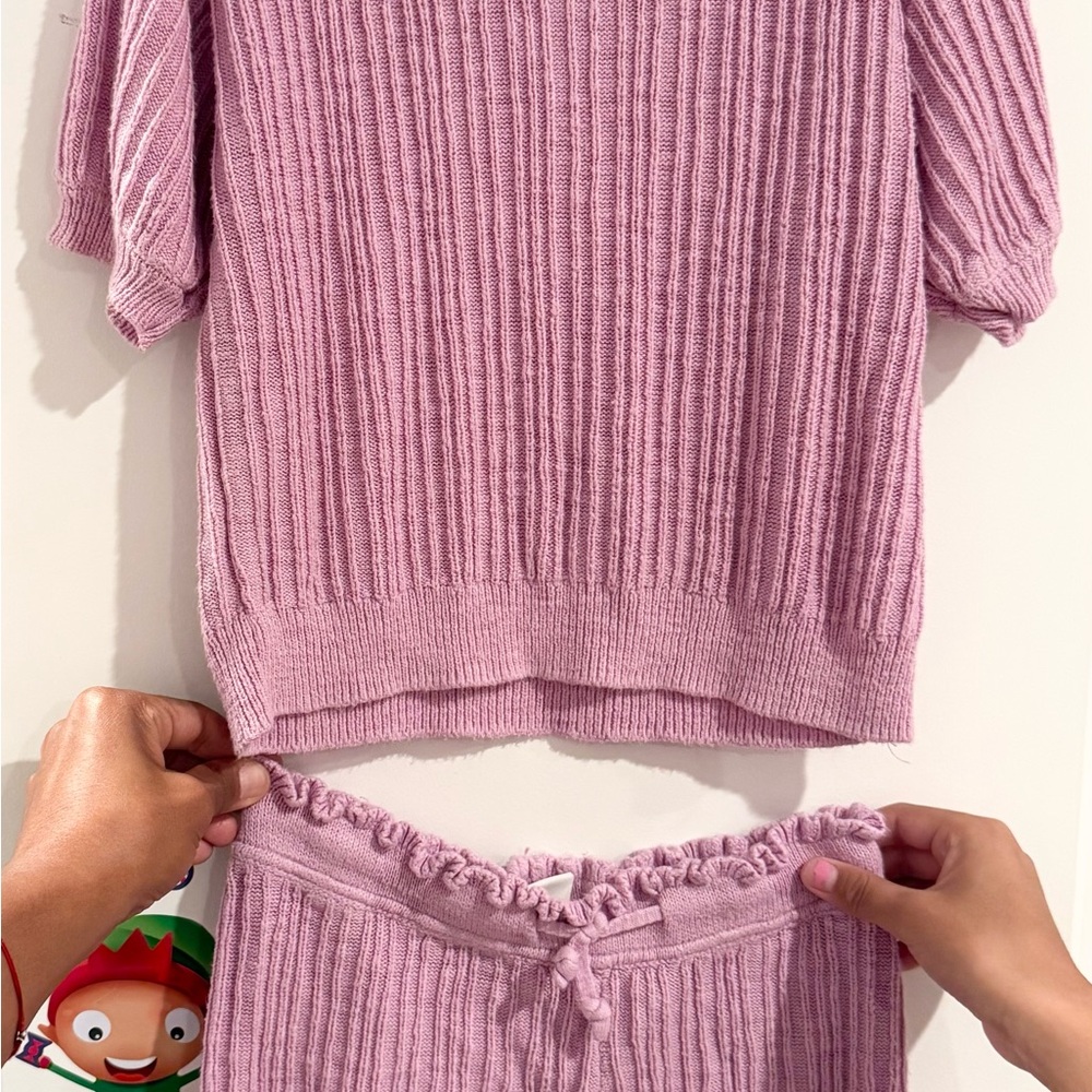 Pink Ribbed kids matching Set